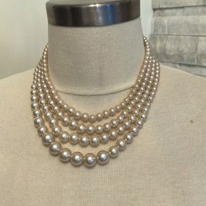 Faux Pearl 4-Strand Necklace.